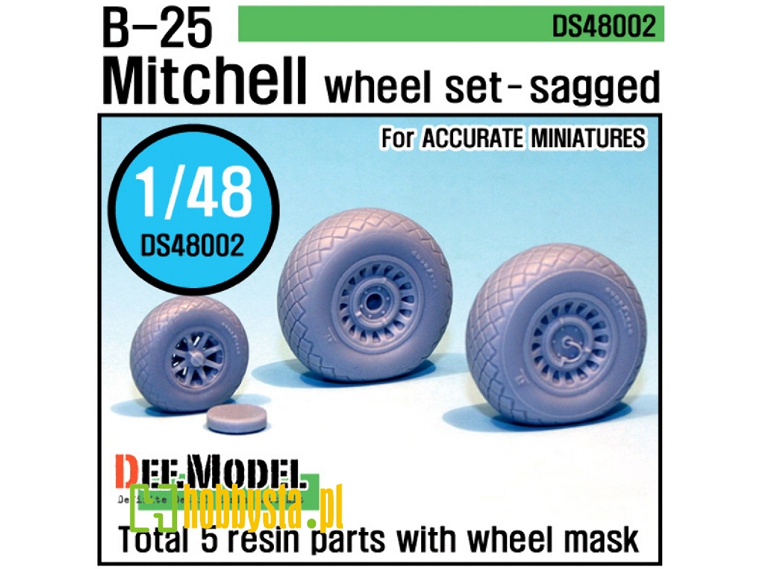 B-25 Mitchell Wheel Set (For Accurate Miniature 1/48) - image 1