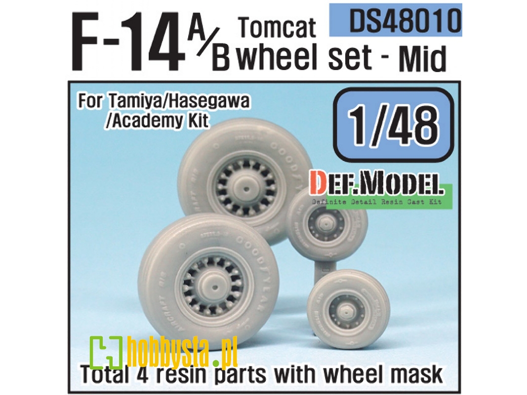 F-14a/B Tomcat Sagged Wheel Set- Mid. (For Tamiya/Hasegawa 1/48) - image 1