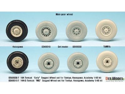 F-14a/B Tomcat Sagged Wheel Set- Mid. (For Tamiya/Hasegawa 1/48) - image 8