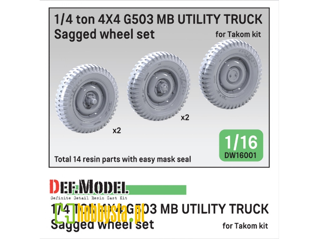 1/4 Ton 4x4 G503 Mb Utility Truck - Sagged Wheel Set (For Takom) - image 1