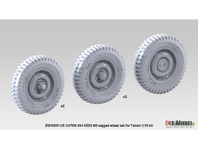 1/4 Ton 4x4 G503 Mb Utility Truck - Sagged Wheel Set (For Takom) - image 2
