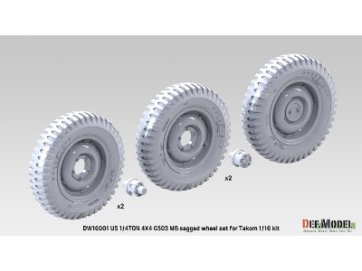 1/4 Ton 4x4 G503 Mb Utility Truck - Sagged Wheel Set (For Takom) - image 3