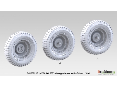 1/4 Ton 4x4 G503 Mb Utility Truck - Sagged Wheel Set (For Takom) - image 4