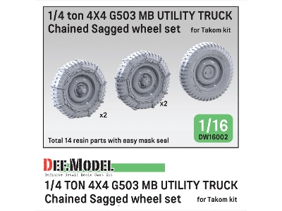 1/4 Ton 4x4 G503 Mb Utility Truck - Chained Sagged Wheel Set (For Takom) - image 1