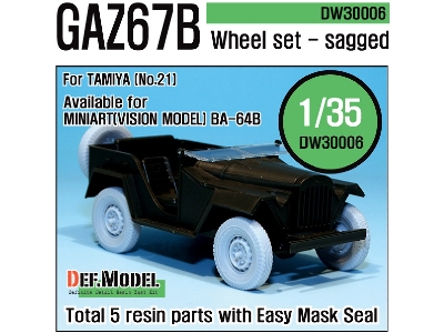 Gaz-67b Russian Field Car Wheel Set (For Tamiya 1/35) - image 1