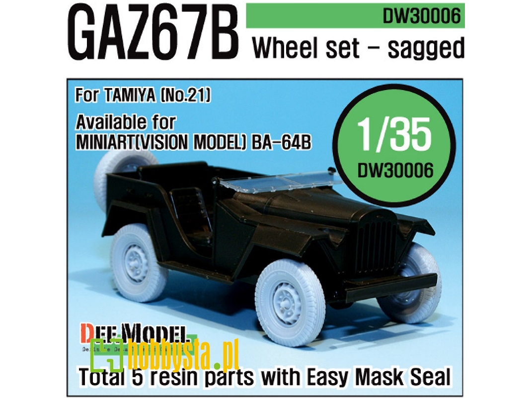 Gaz-67b Russian Field Car Wheel Set (For Tamiya 1/35) - image 1