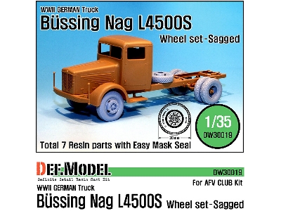 German Bussing-nag L4500s Sagged Wheel Set (For Afvclub 1/35) - image 1