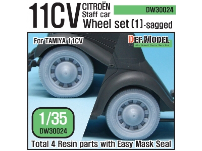 11cv Staff Car Sagged Wheel Set (1) (For Tamiya 1/35) - image 1