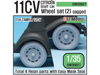 11cv Staff Car Sagged Wheel Set (2) (For Tamiya 1/35) - image 1