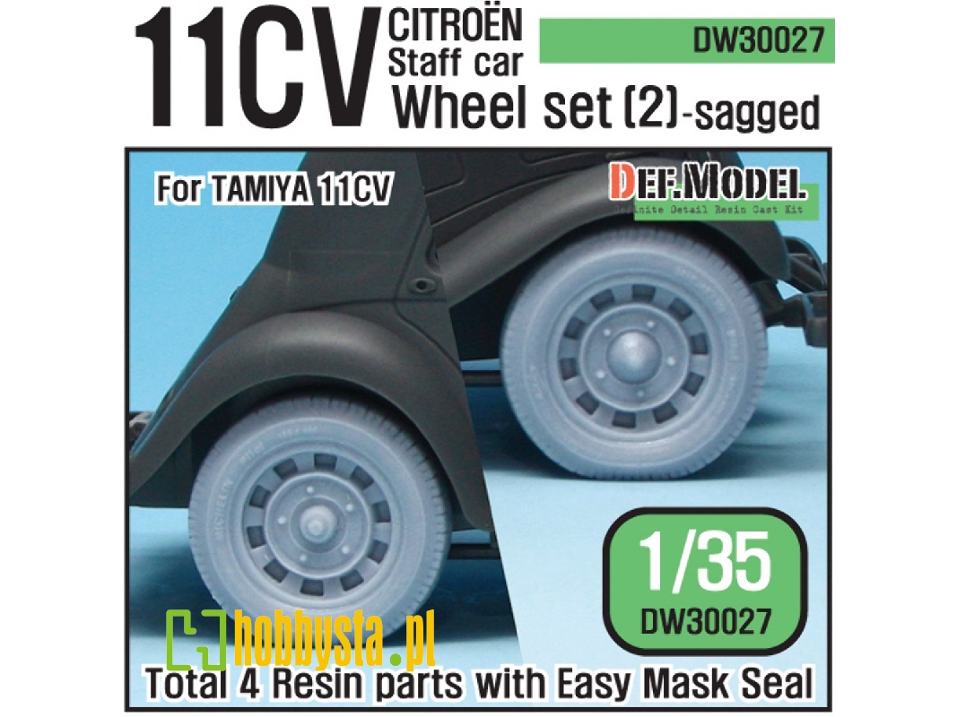 11cv Staff Car Sagged Wheel Set (2) (For Tamiya 1/35) - image 1