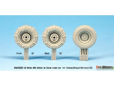 Us Willys Mb Wheel /W Snow Chain Set ( For Tamiya/Dragon/Bronco 1/35) - image 3