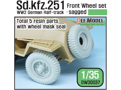 German Sd.Kfz.251 Half-track Front Wheel Set - Sagged ( For 1/35 Kit) - image 1