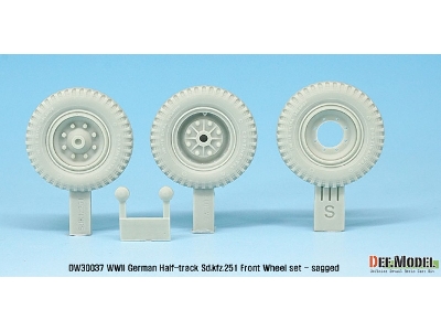 German Sd.Kfz.251 Half-track Front Wheel Set - Sagged ( For 1/35 Kit) - image 2