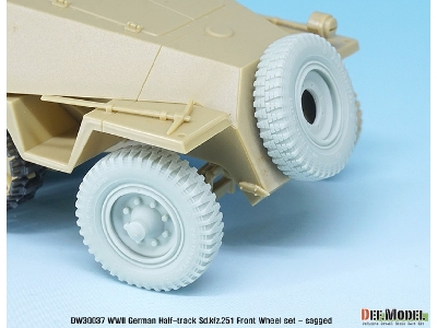 German Sd.Kfz.251 Half-track Front Wheel Set - Sagged ( For 1/35 Kit) - image 5