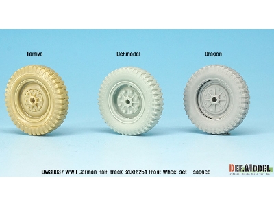 German Sd.Kfz.251 Half-track Front Wheel Set - Sagged ( For 1/35 Kit) - image 7