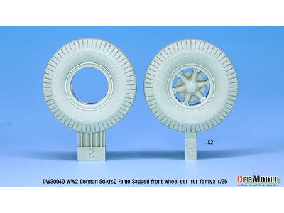 German Sd.Kfz.9 Famo Sagged Front Wheel Set ( For Tamiya 1/35) - image 2