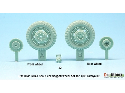 Us M3a1 Scout Car Sagged Wheel Set ( For Tamiya 1/35) - image 2