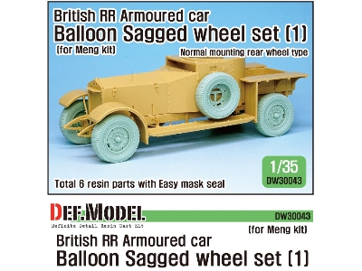 British Rr Armoured Car Balloon Sagged Wheel Set- Early ( For Meng 1/35) - image 1