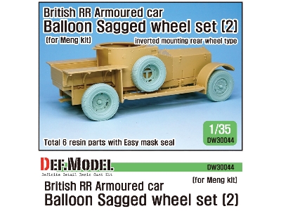 British Rr Armoured Car Balloon Sagged Wheel Set- Late ( For Meng 1/35) - image 1