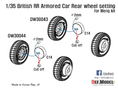 British Rr Armoured Car Balloon Sagged Wheel Set- Late ( For Meng 1/35) - image 10