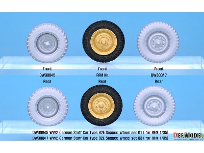 German Staff Car Type 82e Wheel Set 01-wide(Contienetal) ( For Rfm 1/35) - image 10