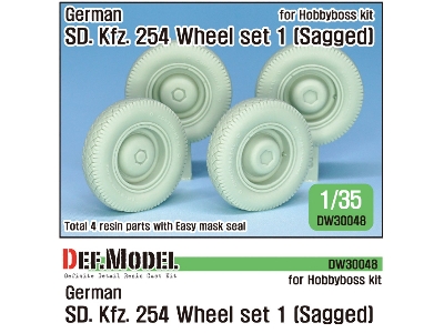 German Sd.Kfz.254 Sagged Wheel Set 01 ( For Hobbyboss 1/35) - image 1