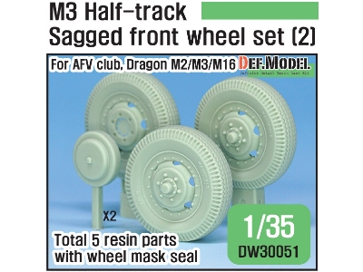 U.S M2/M3/M16 Halftrack Front Sagged Wheel Set (2)( For Afv Club, Dragon 1/35) - image 1