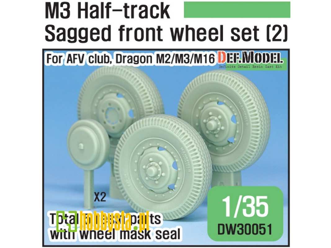 U.S M2/M3/M16 Halftrack Front Sagged Wheel Set (2)( For Afv Club, Dragon 1/35) - image 1