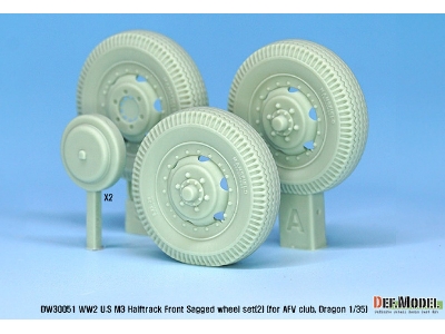 U.S M2/M3/M16 Halftrack Front Sagged Wheel Set (2)( For Afv Club, Dragon 1/35) - image 3