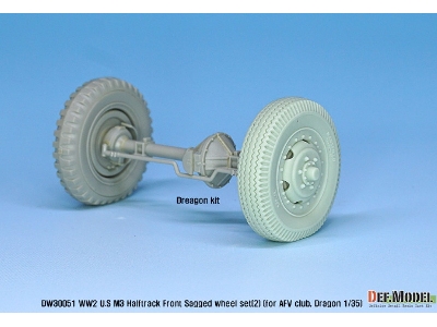 U.S M2/M3/M16 Halftrack Front Sagged Wheel Set (2)( For Afv Club, Dragon 1/35) - image 5