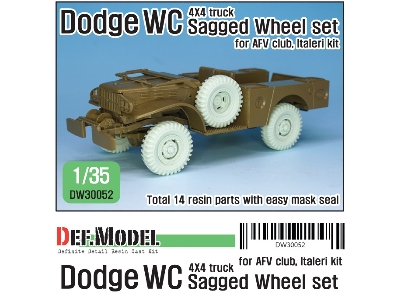 Ww2 U.S Dodge Wc 4x4 Sagged Wheel Set (For Afv Club, Italeri 1/35) - image 1
