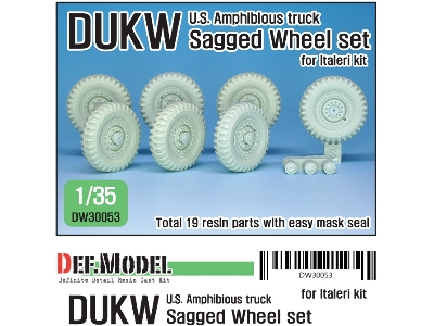 Ww2 U.S Dukw Amphibious Truck Sagged Wheel Set (For Italeri 1/35) - image 1