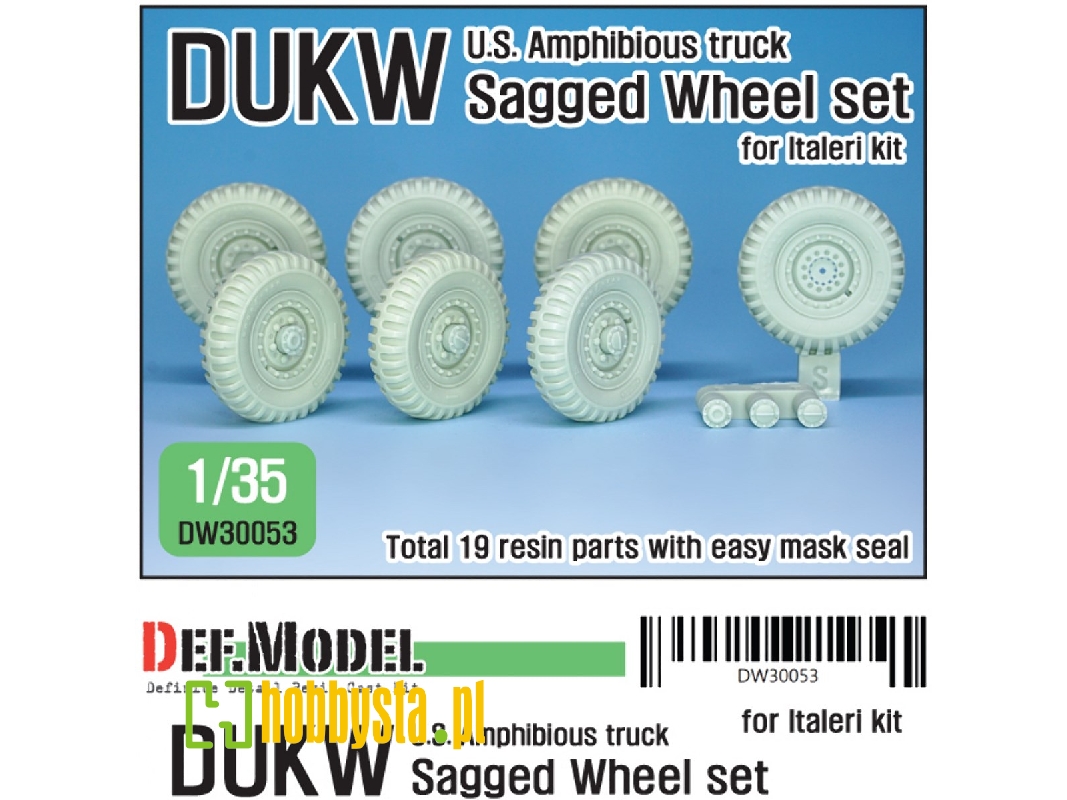Ww2 U.S Dukw Amphibious Truck Sagged Wheel Set (For Italeri 1/35) - image 1