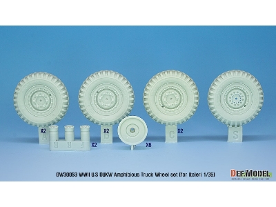 Ww2 U.S Dukw Amphibious Truck Sagged Wheel Set (For Italeri 1/35) - image 2