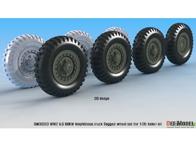 Ww2 U.S Dukw Amphibious Truck Sagged Wheel Set (For Italeri 1/35) - image 8