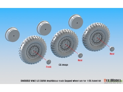 Ww2 U.S Dukw Amphibious Truck Sagged Wheel Set (For Italeri 1/35) - image 9