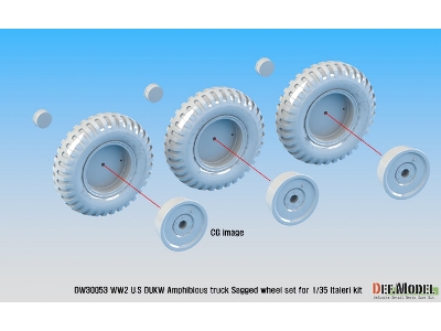 Ww2 U.S Dukw Amphibious Truck Sagged Wheel Set (For Italeri 1/35) - image 10