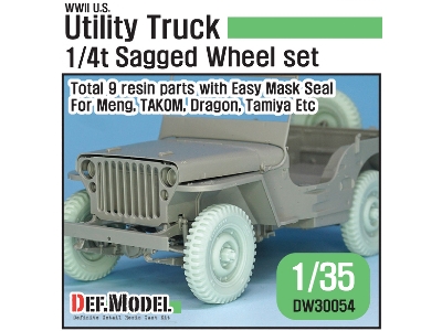 Ww2 U.S Willys Mb Sagged Wheel Set(2) (For Tamiya, Takom, Dragon, Meng 1/35) - image 1