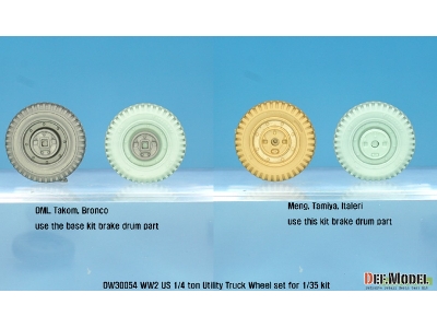 Ww2 U.S Willys Mb Sagged Wheel Set(2) (For Tamiya, Takom, Dragon, Meng 1/35) - image 3