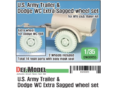 Ww2 U.S Trailer And Dodge Wc Extra Sagged Wheel Set (For Wc6x6, M101 Trailer) - image 1