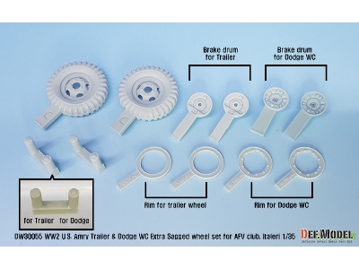 Ww2 U.S Trailer And Dodge Wc Extra Sagged Wheel Set (For Wc6x6, M101 Trailer) - image 2