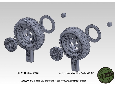 Ww2 U.S Trailer And Dodge Wc Extra Sagged Wheel Set (For Wc6x6, M101 Trailer) - image 11