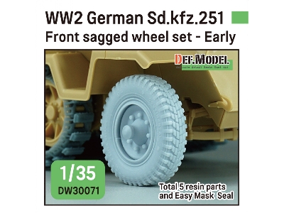 Ww2 German Sd.Kfz.251 Half-track Front Sagged Wheel Set - Early (For Sd.Kfz.251 Kit) - image 1