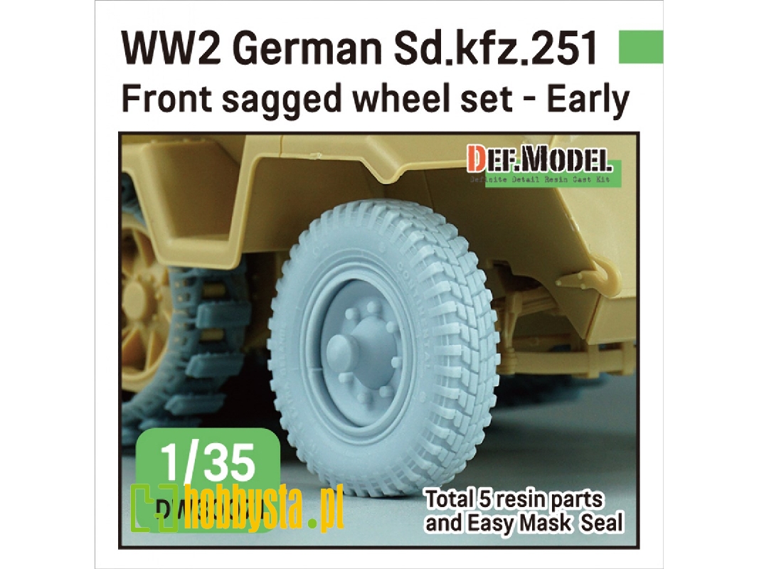 Ww2 German Sd.Kfz.251 Half-track Front Sagged Wheel Set - Early (For Sd.Kfz.251 Kit) - image 1
