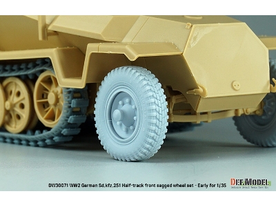 Ww2 German Sd.Kfz.251 Half-track Front Sagged Wheel Set - Early (For Sd.Kfz.251 Kit) - image 4