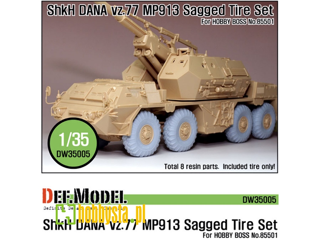 Cz Dana Shkh Vz.77 Mp913 Sagged Tire Set (For Hobbyboss 1/35) - image 1