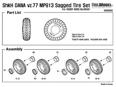 Cz Dana Shkh Vz.77 Mp913 Sagged Tire Set (For Hobbyboss 1/35) - image 6