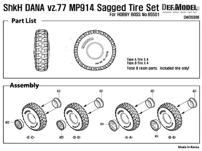 Cz Dana Shkh Vz.77 Mp914 Sagged Tire Set (For Hobbyboss 1/35) - image 6