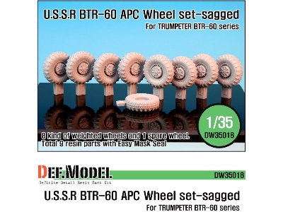 Btr-60 Apc Sagged Wheel Set (For Trumpeter 1/35) - image 1