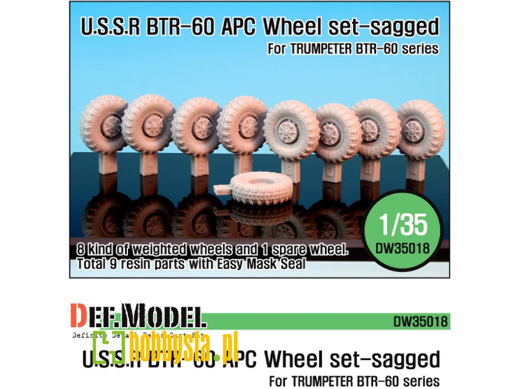 Btr-60 Apc Sagged Wheel Set (For Trumpeter 1/35) - image 1